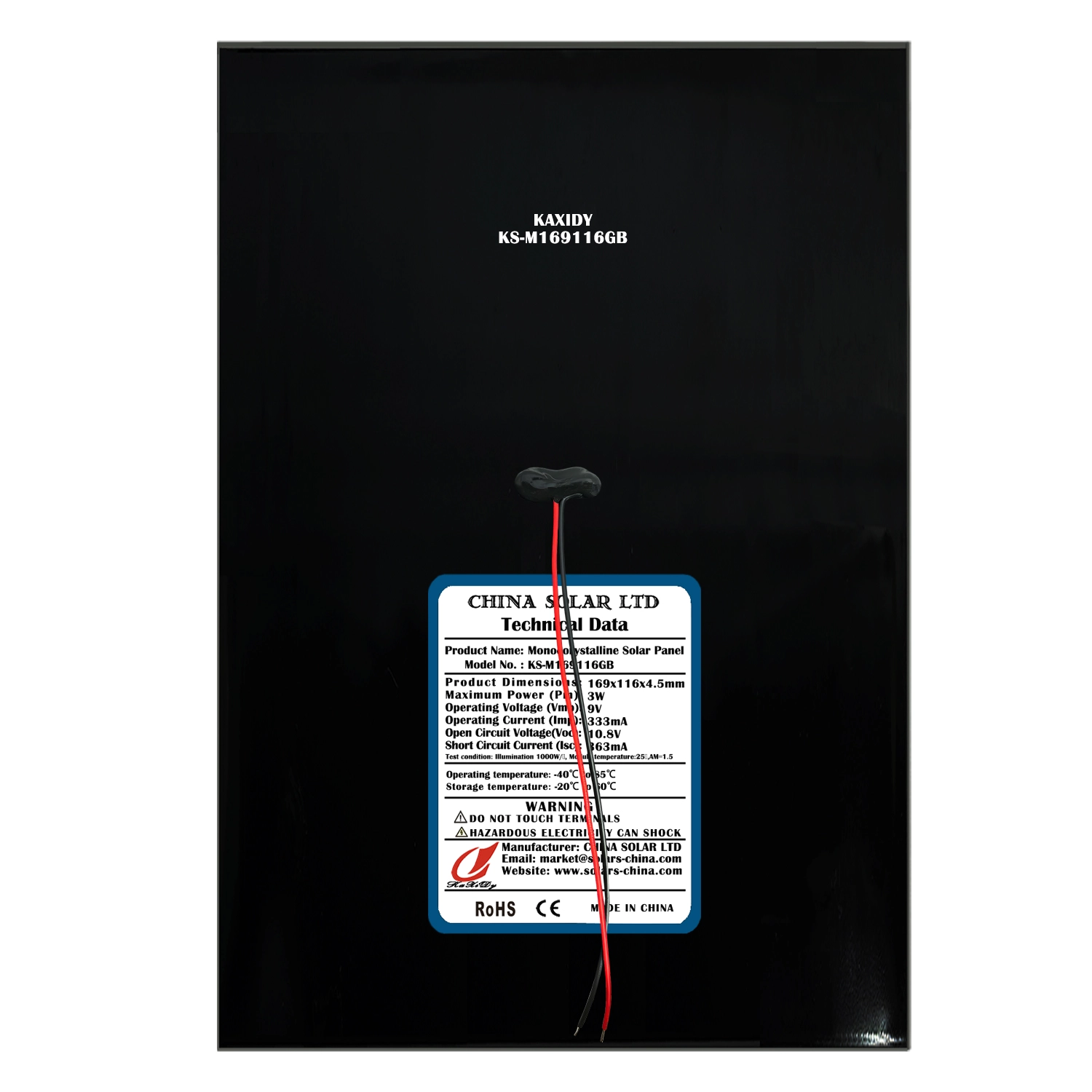 Preto Painel Solar 9V