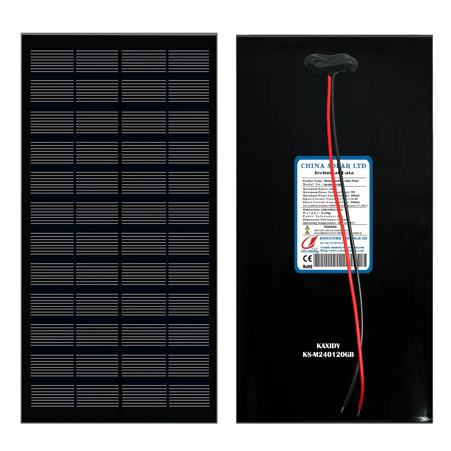 12V Painéis Solares Preto