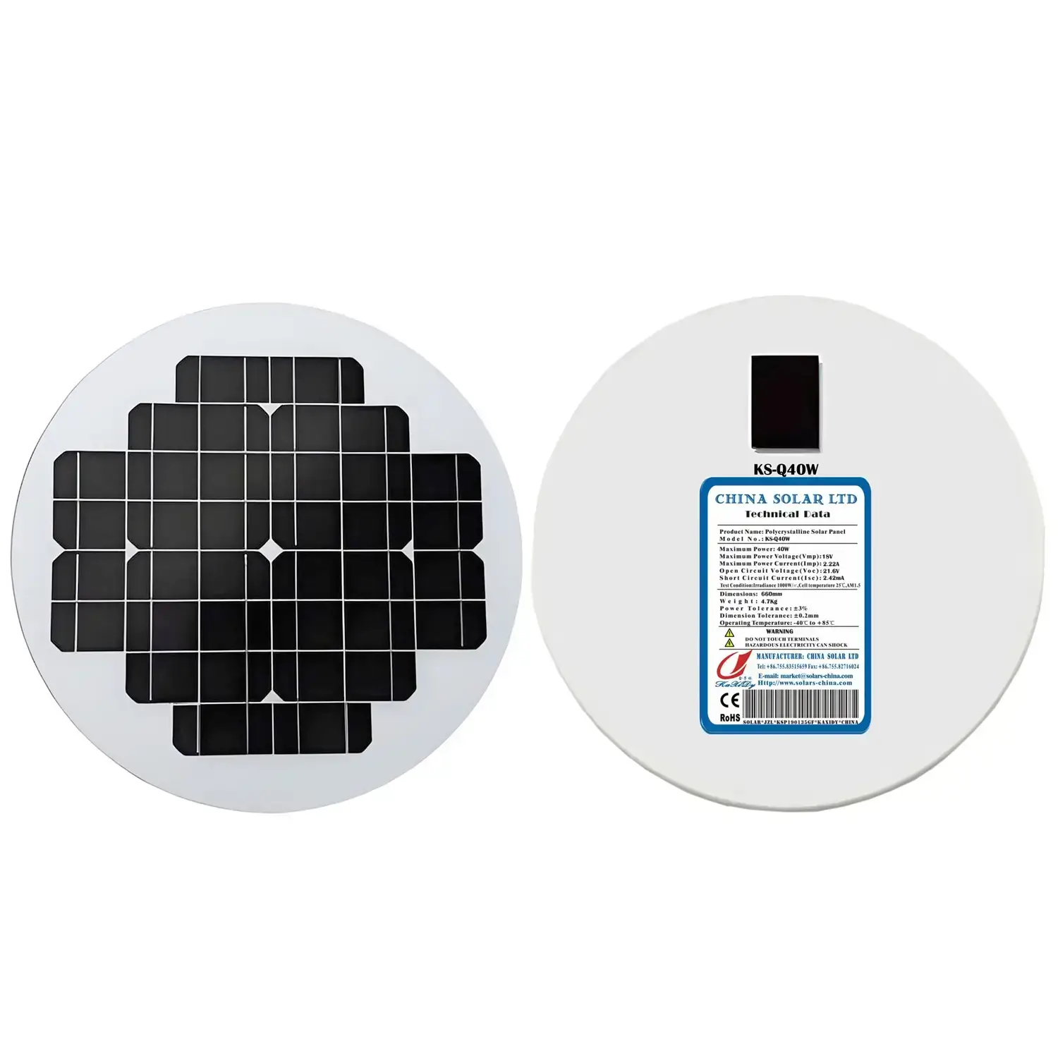 Painel Fotovoltaico Redondo 40W